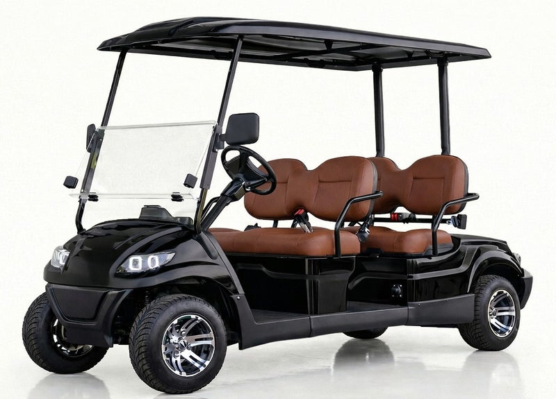 EPIC 4-Seater Non-Lifted Electric Golf Cart with Lithium Battery 105Ah & Standard Tires | LSEV (Black) - Image 1